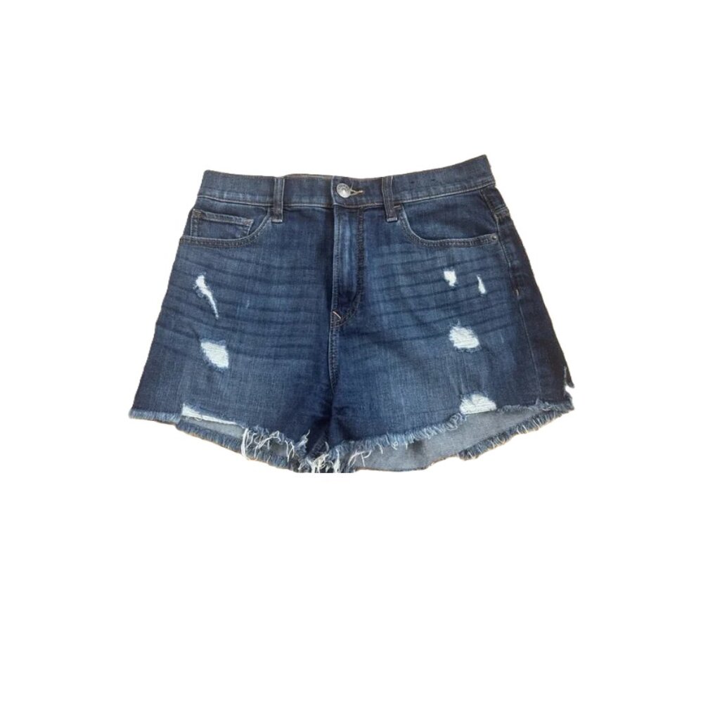 Express Super High Rise Shortie Dark Wash Denim Cutoff Stretchy Short - Size 8